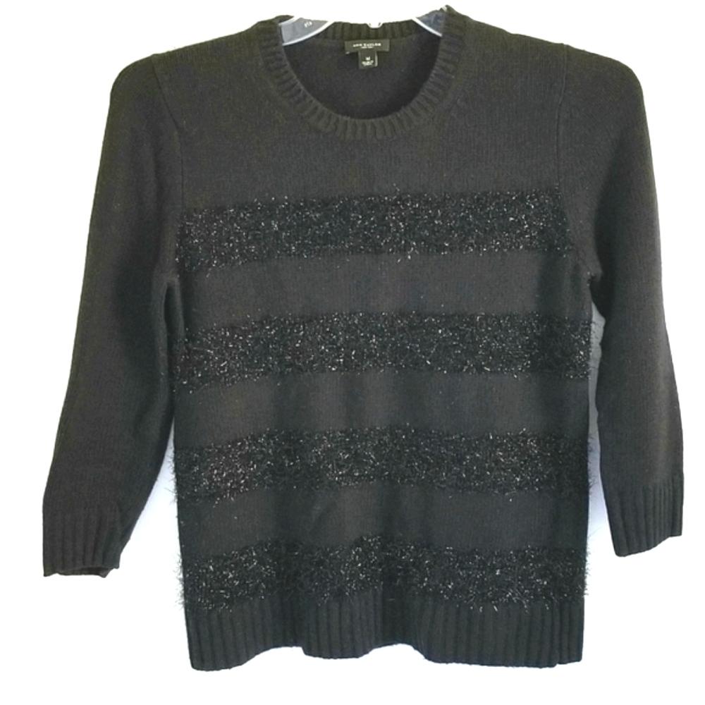Ann Taylor Cashmere Blend fuzzy stripe sweater